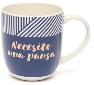 DRAEGER PARIS 1886 - Taza de Cerámica 320ml con Mensaje Necesito una Pausa - Diseño Chic con Detalles en Oro Caliente - Apta para Lavavajillas - Disponible en Azul o Rosa