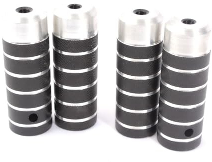 KHEbikes KHE COP ALU BMX Peg Set 10 mm Schwarz Chrom 268 g 2 Paar | 7005 Aluminium, CNC-bearbeitet, gerändelt, 3/8 26TPI Innengewinde, 110 mm