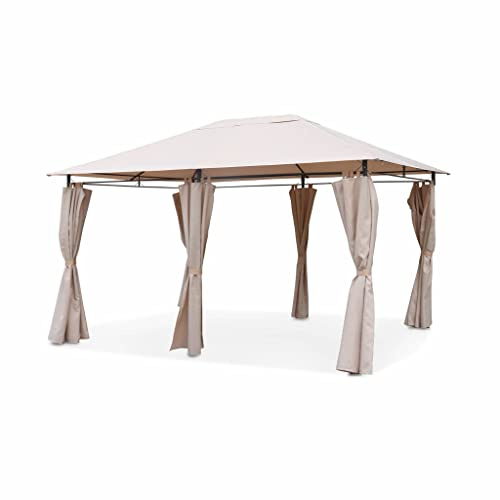 Alice's Garden - Tonnelle 3x4 m - Divio - Toile Beige - Pergola avec Rideaux. Tente de Jardin. Barnum. chapiteau. réception