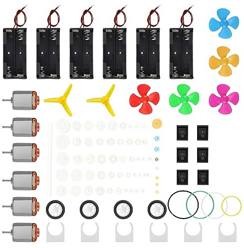 ZJRung 95 pezzi DC Motors Kit Mini Motore Elettrico con Ingranaggi Plastica Mini Ventilatore Foglia e Supporto Motore in Plastica Kit Esperimento Scientifico