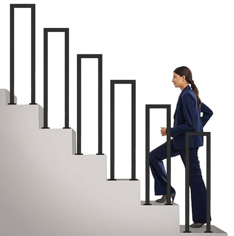 Handlauf, U-treppengeländer Außen, U-Geländer Außen, Raumspartreppe, Treppengeländer, Handlauf Treppe, Geländer Edelstahl für Villen, Balkone, Flure, Wohnungen, Einfach zu Montieren (95*20, Schwarz)