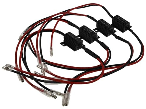2EXTREME 4x 25W LED-Widerstand 6,8 Ohm 12V, schwarz, für Mini LED Blinker | Leistungswiderstand/Lastwiderstand für Tagfahrlichter, Rücklichter & Kennzeichenbeleuchtung; 210 mm Kabel, 12V, Alugehäuse