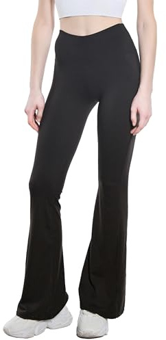 TMK Lot de 1/3/6/12 pantalons évasés à jambes larges/leggings pour yoga et exercices confortables et légers pour le printemps et l'été Code 4694, noir, S-M