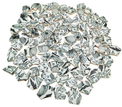 Piastrelle per mosaico in ceramica e porcellana, 500 g, rotte irregolari, per fai da te, pavimenti, cucina, piscina, vasi di fiori, forniture per mosaico (porcellana nera 01)
