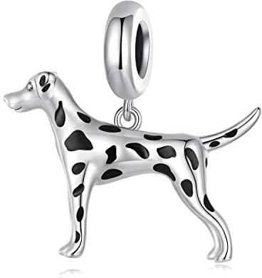 Qings Chien Charms Dalmatien Chiot Argent Sterling 925 Puppy Beads Charmes Pendentif Chien Animaux Charme pour Bracelets Européens Colliers Bracelets Bijoux Breloques Cadeau pour Femmes Filles
