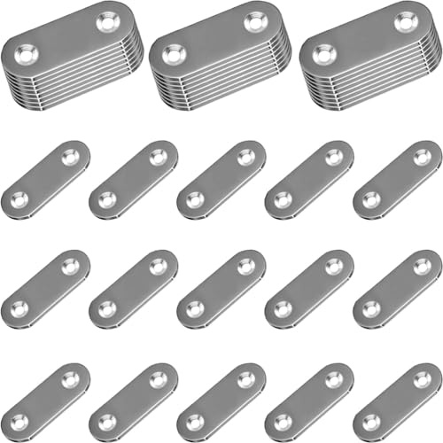 30PCS Straight Brace Brackets 1.42 Inch Stainless Steel Flat Mending Plates, Repair Fixing Joining Brackets for Wood Furniture with Screws