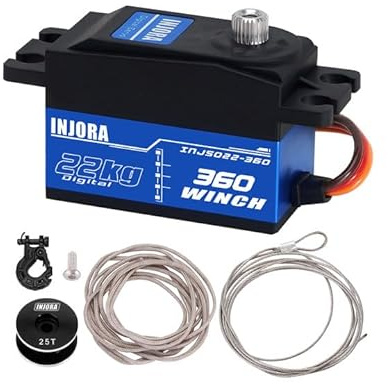 INJORA 22KG 360° Rotation Digital Servo 25T Winch Spool for 1/10 RC Crawler