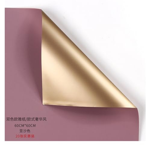 GUYTRM 20 pièces 58X58cm luxe or fleur papier d'emballage bricolage artisanat Scrapbook mariage Bouquet cadeau étanche emballage Origami papier lingli(Light purple)