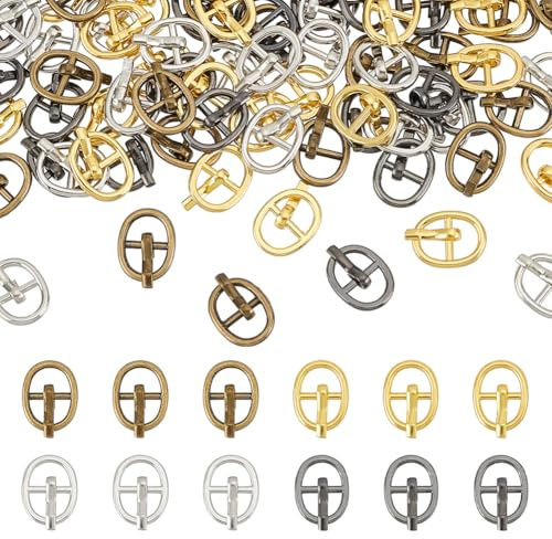 FINGERINSPIRE 80 Stück Tiny Oval Legierung Schnalle für Puppe machen 10.5x8mm 4 Farbe Mini Metall Roller Schnalle Gürtelschnallen Center Bar Gürtelschnallen Single Prong Gürtel Geldbörse machen