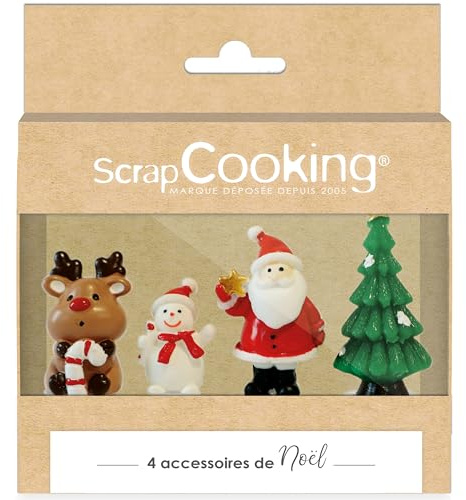 ScrapCooking 4 decorazioni natalizie per tronchi - renna, pupazzo di neve, Babbo Natale, albero - decorazioni per pasticceria torte - accessori per torte - torte - 4942