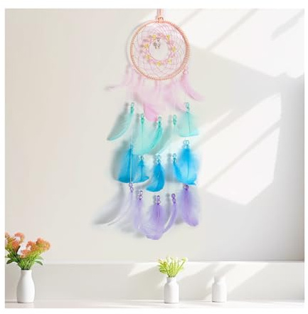 Bieiyhe Handgefertigter Traumfänger mit Federn - Dream Catcher Bohemian für Auto Innen, Kinder und Mädchen - Basteln Geschenke für Hochzeit