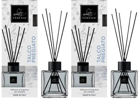 Profumatore Ambiente Bastoncini – Lady Venezia - Diffusore Profumo con Bastoncini per Ambienti – 100 ML x 2 (Talco)