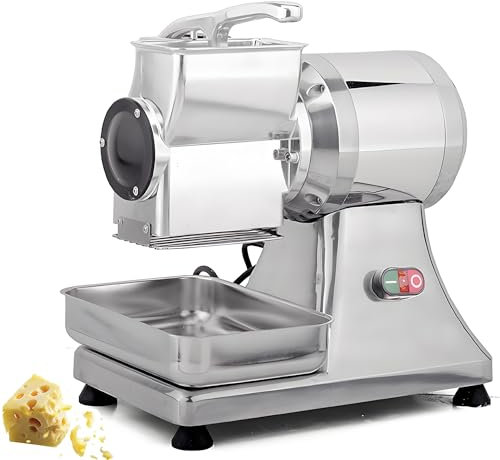 Kadxyan Molinillo de Queso Comercial de 550 W, rallador de Queso eléctrico portátil, con Bandeja de Acero Inoxidable, Capacidad de procesamiento 40 kg/h, para Queso, Mantequilla, Pan rallado