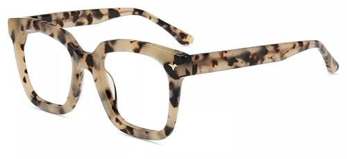 Firmoo Blaulichtfilter Brille ohne Sehstärke Damen Herren Übergroße Quadratische Rahmen Computerbrille Entspiegelt Blaulicht UV Schutzbrille für Bildschirme Acetat