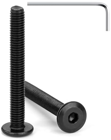 Tunejoy Flachkopfschrauben Schwarz M5 x 40 mm Flachkopf Schrauben Edelstahl A2 V2A Möbelschrauben Innensechskant Vollgewinde mit Inbusschlüssel 20 Stück