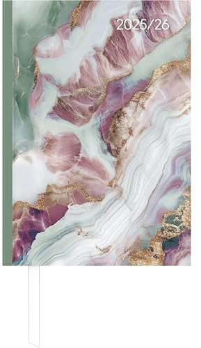 Alpha Edition - Campustimer Marble A6 2025/2026 – Semesterplaner A6 (ca. 10,5×14,8 cm) – Studenten- & Schülerkalender Weekly mit robustem Hardcover & Notizseiten – Motiv Marmor