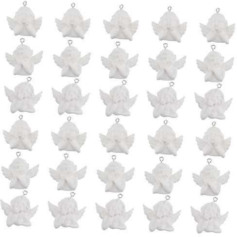 SHINEOFI 30St DIY-Material Schmuck -Charms Sternenzauber Anhänger in Engelsform Babyparty-Charms Reize DIY Anhänger engel anhänger selber machen Anhänger für Handyhüllen Harz Weiß