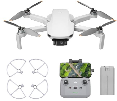 DJI Mini 4K, Drohne mit 4k UHD Kamera für Erwachsene, unter 249 g, 3-Achsen Gimbal Stabilisierung, 10 km Videoübertragung, autom. Rückkehr (Mini 4K Bundle + Propellerschutz)