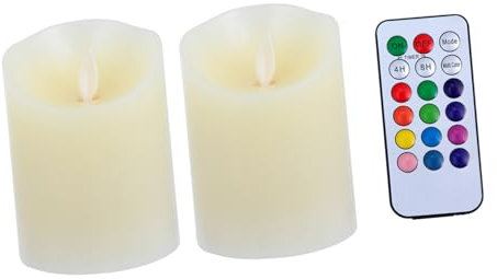 Operitacx 2stücke Flammenlose Kerzen Mit Led-licht Für Hochzeit Buntes Kerzenlicht Für Party Elektronische Lampe Für Dekoration Warmes Licht Für Zuhause Feuerlose Kerze Für Besondere