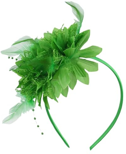 HSTWODE Feder Haarreif mit Künstlichen Blumen, 1920er Fascinator Kopfschmuck für Damen, Feder 20er Jahre Stirnband für Karneval Cocktail Hochzeit Tee-Party Accessoires