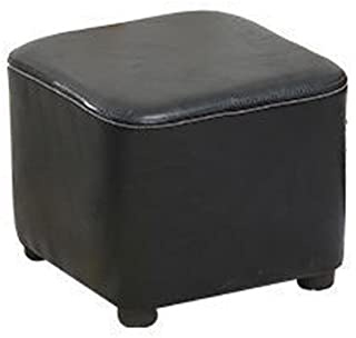 Schwarzer Ottoman-Fußstützen-Hocker, quadratisch, Ölwachs-Leder-Fußhocker mit Massivholzrahmen zum Wechseln von Schuhen – 30 x 30 x 30 cm, niedriger Fußhocker für Wohnzimmer und Schlafzimmer