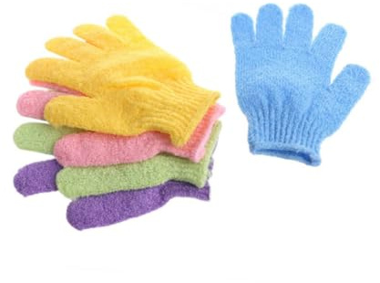 DECOMELODY Moufles de Bain Exfoliants pour Gommage Corporel Rapide 2pcs en Nylon Pratique Vert Séchage Rapide, Adaptés et Garçon et Filles