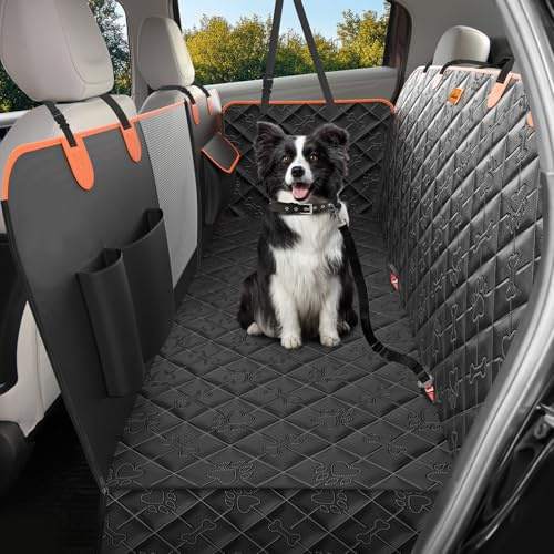 UPAWPIA Dog Car Seat Cover 100% Waterproof Scratchproof Dog Hammock 600D for Car Back Seat Nonslip with Mesh Window Car Seat Protector for Dogs Pets Universal Fits for Most Cars Trucks SUV