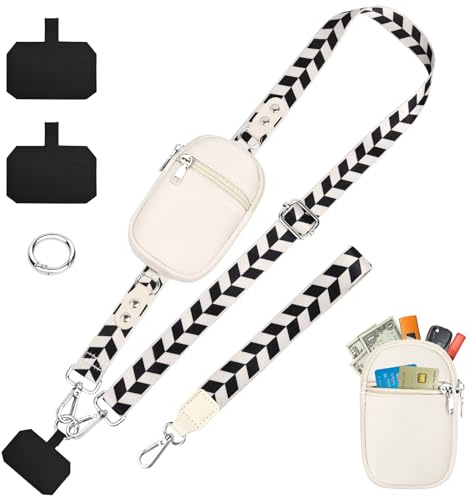 KTUEOV Cordon Telephone Portable, Universelle Dragonne Telephone avec Poche Laniere Telephone Portable Réglable Bandouliere de Téléphone avec Brassard, Tour de Cou Smartphone pour Tous les Modèles