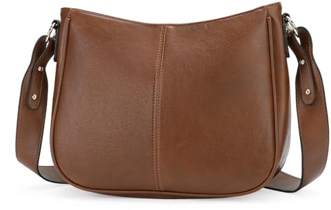 GOIACII Sac à bandoulière en cuir pour femme avec plusieurs poches zippées Medium