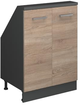Vicco Küchenschrank für Dachschrägen R-Line, Sonoma/Anthrazit, 60 cm mit 2 Türen