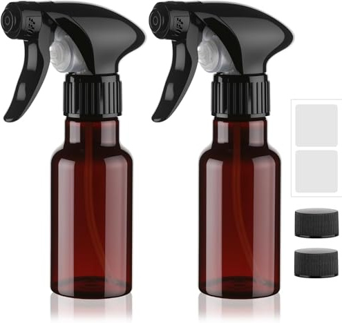 Hokretme Spray Bottles 120ml 2 Pack Plastic Small Spray Bottle for Hair Mist/Stream Spraying Heavy Duty Empty Water Spray Bottles for Cleaning Solutions, Plants (Brown)