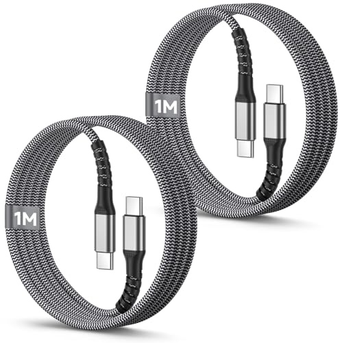 Cable USB C Carga Rapida 1M 2Pack, 60W PD Cable USB C a USB C Carga Rápida Trenzado Nylon Cabo cable Tipo C para iPhone 17 Air/16 15 Pro Max/iPad Pro,Macbook Air/Pro, Samsung Galaxy S25/S24/S22,Pixel