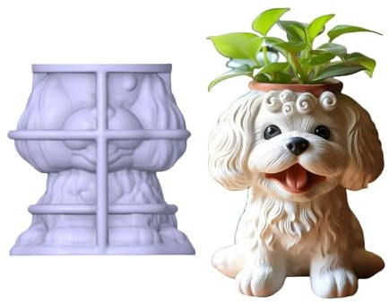 Stampo in silicone riutilizzabile per piantatrice decorativa per cani in ceramica per resina cemento gesso artigianato e giardinaggio hobby creativo giardinaggio stampo in silicone