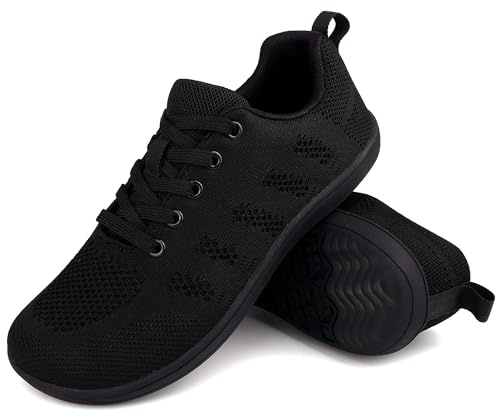700-INK Amplia Descalzo Zapatos para Mujer Minimalista Zero Drop Zapatillas de Deporte de Moda de Ancho Amplio, Negro