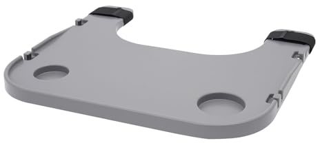 MIIWWOWO Wheelchair Tray with 2 Cup Holder, Removable Wheelchair Table for Adults Elderly (Grey, with Hook Type)