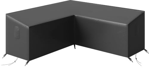 Outsunny V-Shaped Garden Furniture Cover Waterproof 216 x 216 cm Black | Outdoor Rattan Corner Sofa Cover, Air Vent, Heavy Duty 420D Oxford Fabric, Windproof
