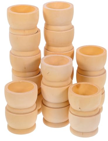 FIXOSHEE 20pcs Easter Egg Trays DIY Dinosaur Egg Trays Wooden Cups Smooth Surface Non-Slip Natural Wood Easter Home Decoration