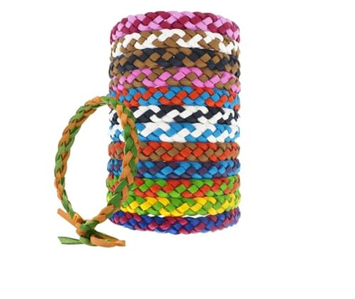 BENBIYO Pulseras Repelentes de Mosquitos, 12 PCAK Ajustables Cuero Pulseras, para Interiores y Exteriores, protección contra Insectos