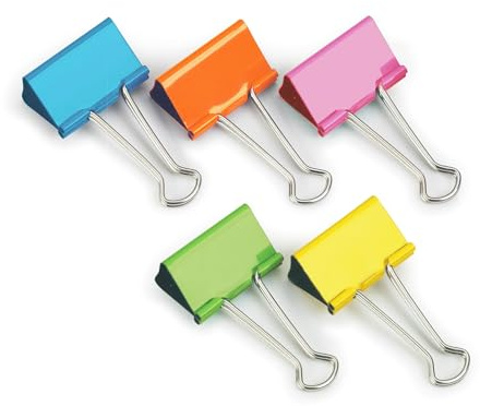 Rapesco FBC19COL 19mm Foldback Klammern, Sortierte Farben, 10 Stück