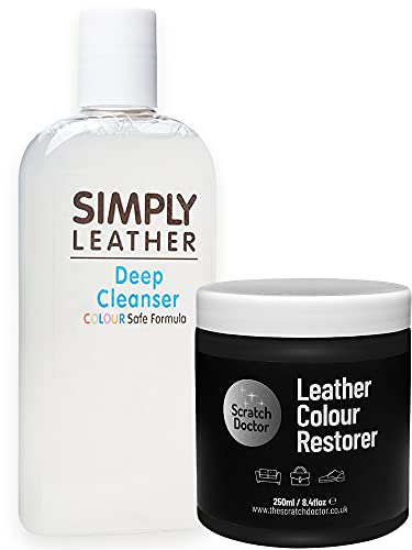 Scratch Doctor Leather Cleaner & Colour Restorer Kit for Sofas Car Seats Bags Shoes Jackets (Black, 250ml)