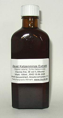 Asvet 100ml Katzenminze Tinktur, Catnip Tropfen, Auszug EXTRA STARK (Volltinktur, Ansatz 1:1)