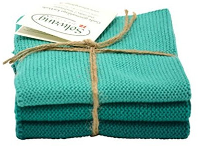 Solwang Putzlappen Türkisgrün Kombi gestrickt Wischlappen Baumwolle Wischtücher Edelstahl