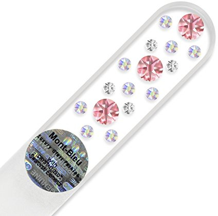 Mini-Glasnagelfeile von Hand dekoriert mit Swarovski Elements, geliefert in einer Hülle aus schwarzem Samt - Echtem gehärteten Glas aus Tschechien