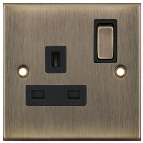 ANTIQUE BRASS 13A SINGLE SWITCHED PLUG SOCKET DSL621