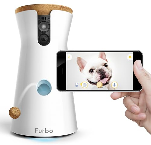 Furbo Dog Camera: Full HD Wifi Pet Camera with 2-Way-Audio, Treat Tossing, Night Vision and Barking Alerts, Designed for Dogs, Works with Amazon Alexa