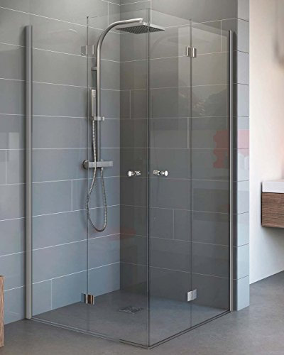 Schulte paroi de douche accès d'angle portes pliantes 90 x 90 x 192 cm,alu-argenté, verre de sécurité 5 mm transparent antical, plage de réglage 89-90.8 cm, largeur d'accés 113.5 cm