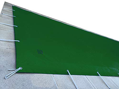 Cubierta de piscina 8,60x5,60 metros. (En una piscina de 8,30x5,30 metros la lona cubriría 15cm sobre todo el contorno de la piedra de coronación). Verde(exterior)/Verde(interior)