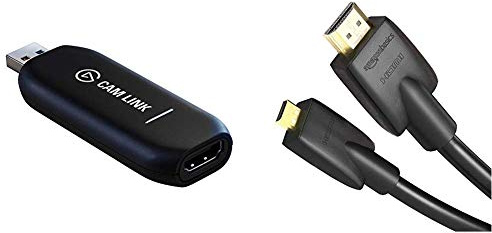 Elgato Cam Link 4K - Live-Streamen und Aufnehmen von Action Cam oder Camcorder in 1080p60 oder 4K bei 30 fps, HDMI Capture-Gerät & Amazon Basics Hochgeschwindigkeits-Kabel, Typ Micro-HDMI