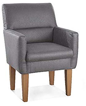 CAVADORE Diningsessel Kira, Polstersessel für Küche, Esszimmer oder Wohnküche in Büffellederoptik, Passend zur Küchengarnitur Kira, 66 x 96 x 71, Mikrofaser: hellgrau
