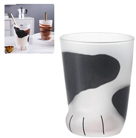 Gmuret Tazza di vetro con zampe di gatto, tazza con motivo a zampe di gatto tazza da ufficio tazza da caffè colazione tazza di vetro di latte regalo